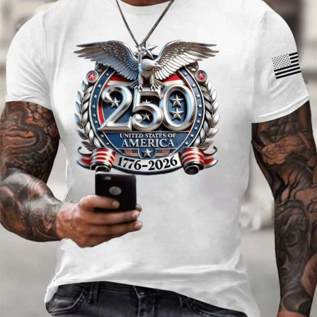 New Arrival USA 250th Anniversary Shirts Mens Patriotic USA Flag Brush Stroke Polo Shirt Stars Stripes Short Sleeve Casual Summer Top