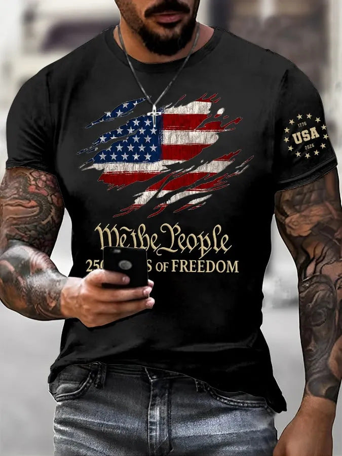 New Arrival USA 250th Anniversary Shirts Mens Patriotic USA Flag Brush Stroke Polo Shirt Stars Stripes Short Sleeve Casual Summer Top