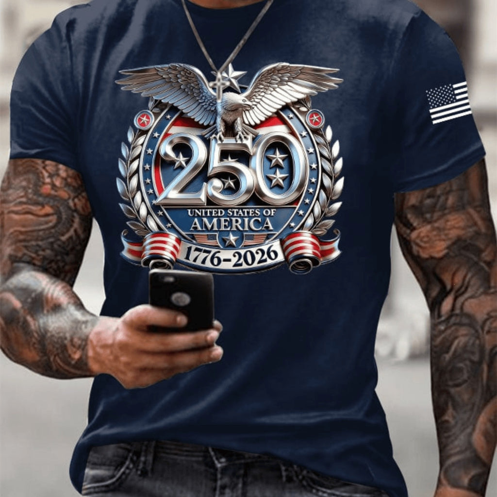 New Arrival USA 250th Anniversary Shirts Mens Patriotic USA Flag Brush Stroke Polo Shirt Stars Stripes Short Sleeve Casual Summer Top